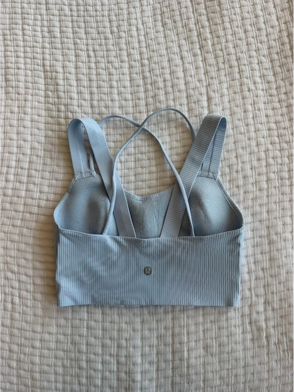 Lululemon Like a Cloud Ribbed Longline Bra Light Blue Size 2/4